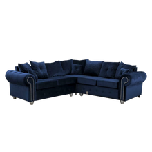 Ashwin Fabric Blue Color Corner And 3+2 Seater Sofa - Prime Furniture