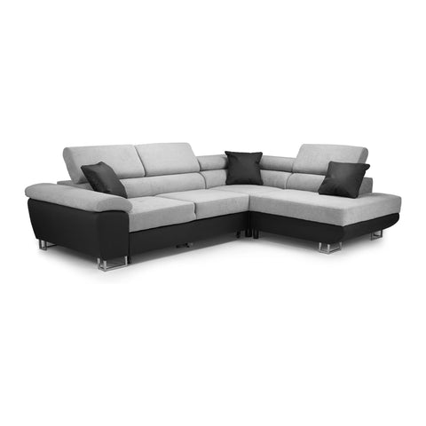 Anton Corner Black/Grey Left And Right Arm Sofa Bed With Storage - Prime Furniture