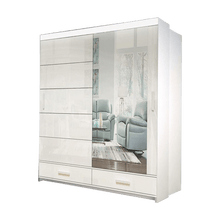 Florence High Gloss Sliding Door Wardrobe With Long LED Light Strip - Prime Furniture