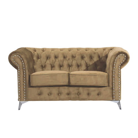 Chesterfield Mink Plush Velvet 3+2 Seater Sofa - Prime Furniture