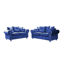Ashwin Fabric Blue Color Corner And 3+2 Seater Sofa