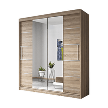 Oslo OAK/SONOMA Modern Double Mirror Sliding Door Wardrobe With LED Light - Prime Furniture