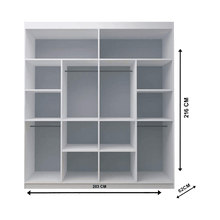 Lyon OAK/SONOMA Modern Double Mirror Sliding Door Wardrobe With LED Light - Prime Furniture