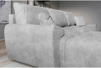 OAK SPOT Enzo Velvet Corner Grey Left And Right Arm Sofa Bed With Storage (Corner Left Arm) - Prime Furniture